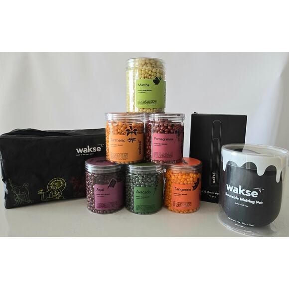 Wakse Botanicals At Home Wax Kit Face with 6 Tubs Wakse, Applicators and Tub NIB - Picture 1 of 8